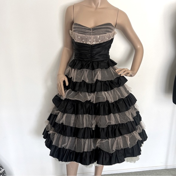 Vintage betsey johnson evening party dress tulle black - Picture 1 of 7